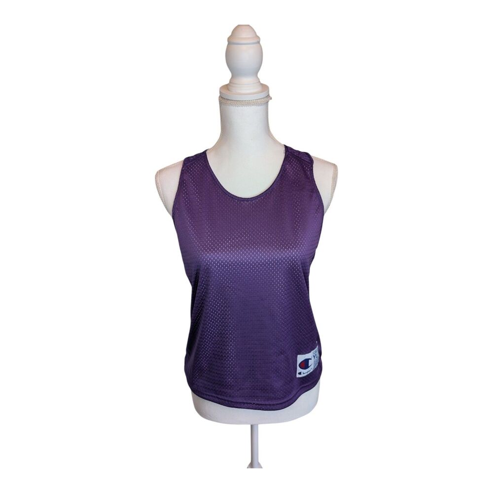Champion Reversible Mesh Tank Top Youth L/XL Purple White Vintage